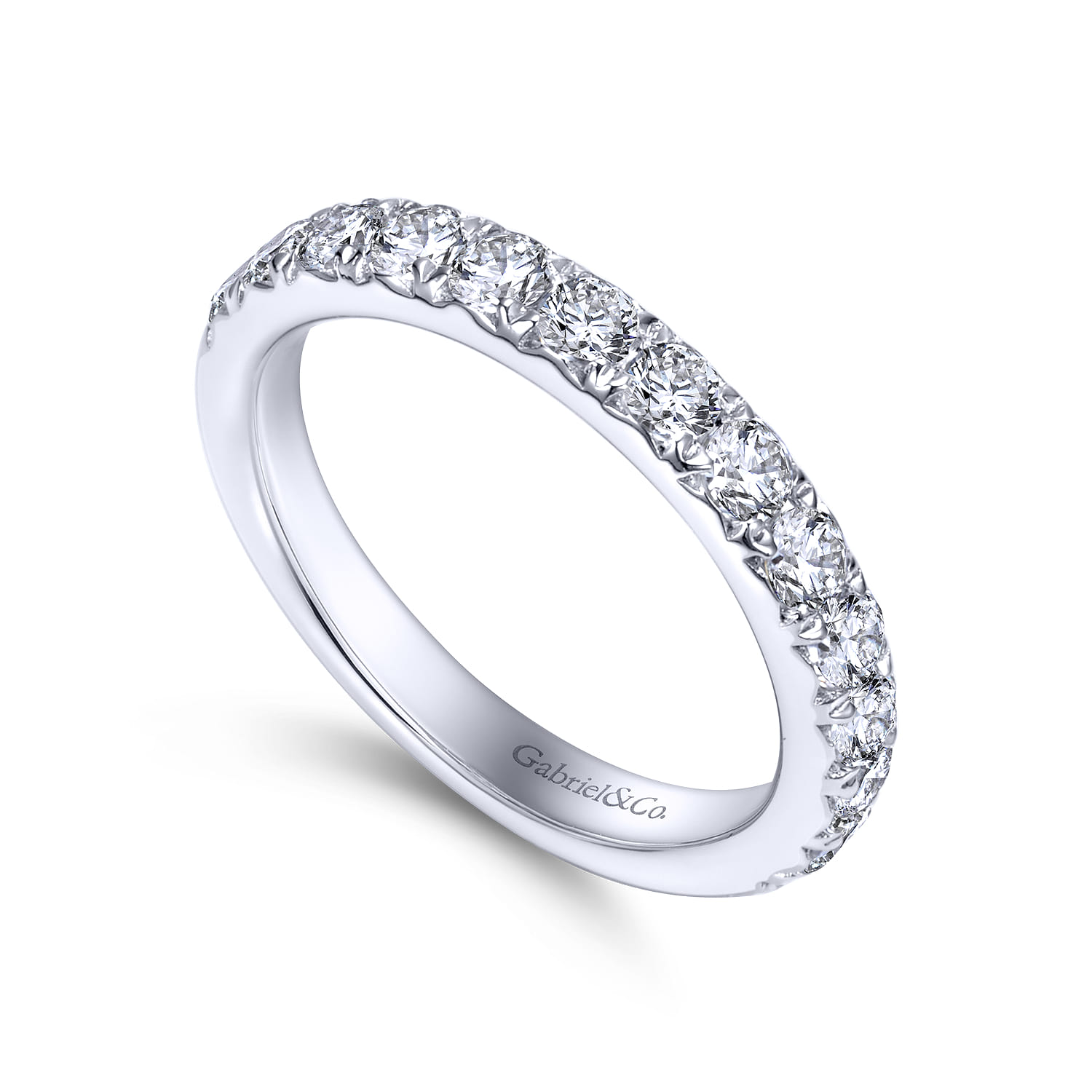 Straight Wedding Ring in 14k White Gold with Round Natural Diamond at Gabriel & Co. - Shot 3