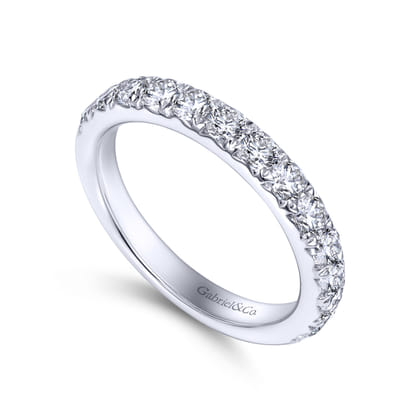 Panama - 14K White Gold Round 14 Stone Diamond Wedding Band
