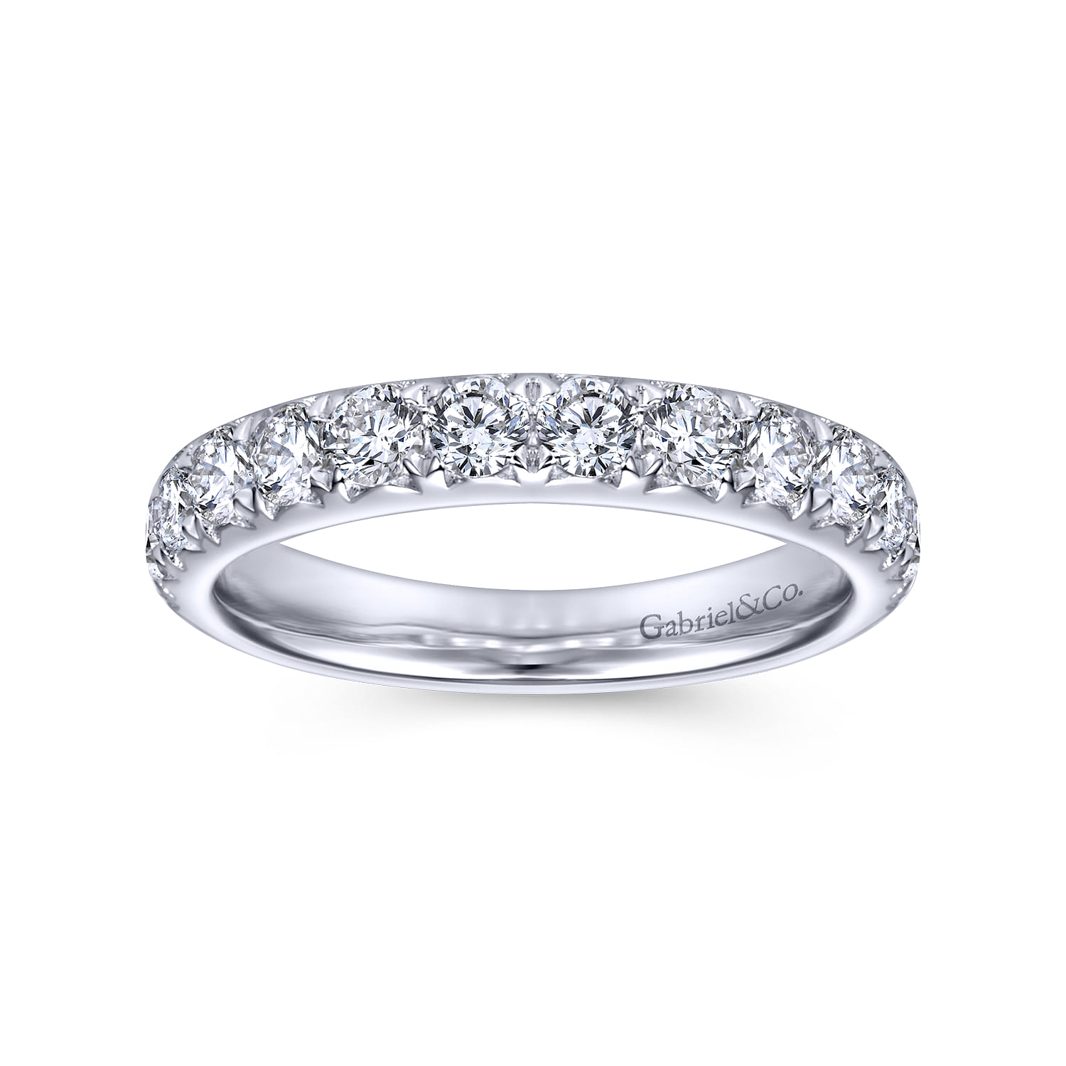Straight Wedding Ring in 14k White Gold with Round Natural Diamond at Gabriel & Co. - Shot 4
