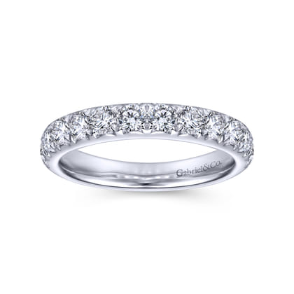 Panama - 14K White Gold Round 14 Stone Diamond Wedding Band
