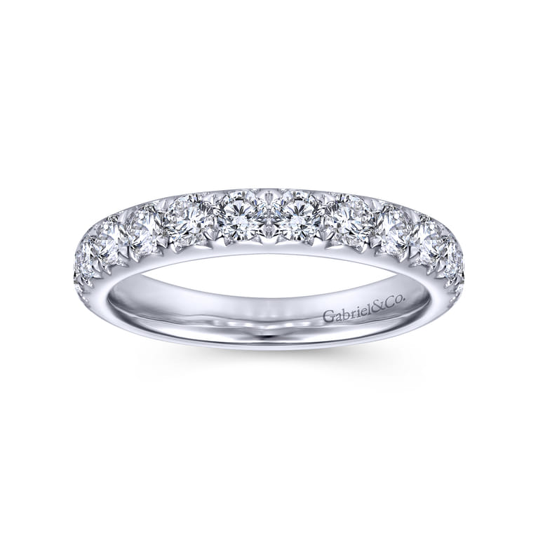 Straight Wedding Ring in 14k White Gold with Round Natural Diamond at Gabriel & Co. - Shot 4