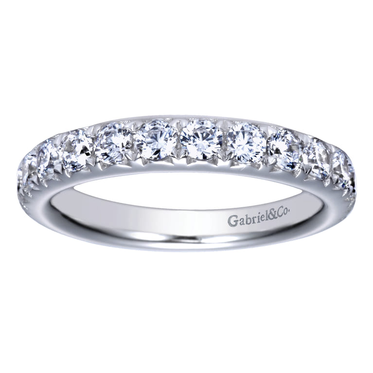 Straight Wedding Ring in 14k White Gold with Round Natural Diamond at Gabriel & Co. - Shot 5