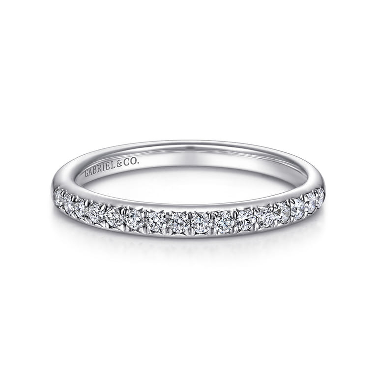 Straight Wedding Ring in 14k White Gold with Round Natural Diamond at Gabriel & Co. - Shot 1
