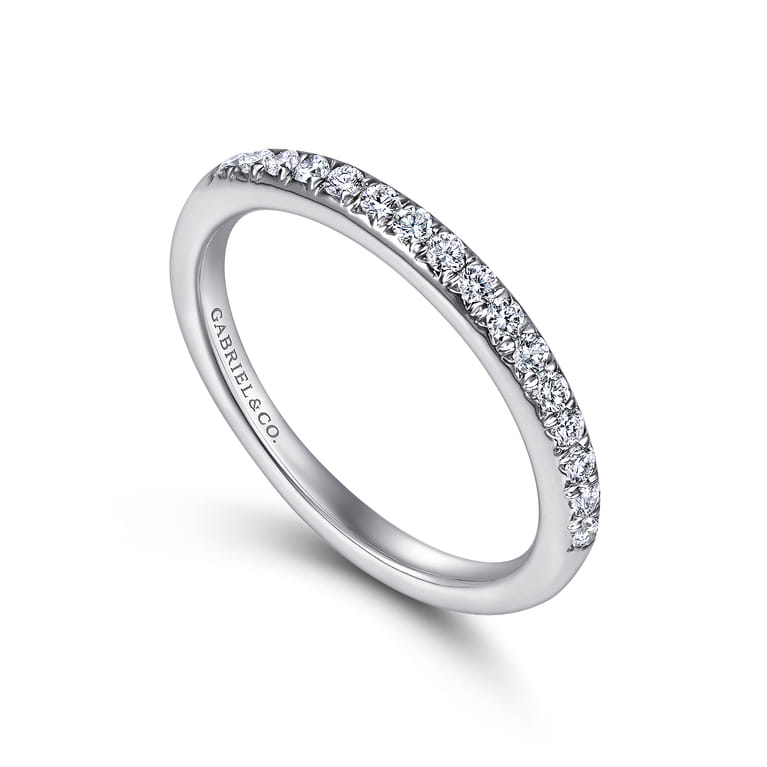 Straight Wedding Ring in 14k White Gold with Round Natural Diamond at Gabriel & Co. - Shot 3