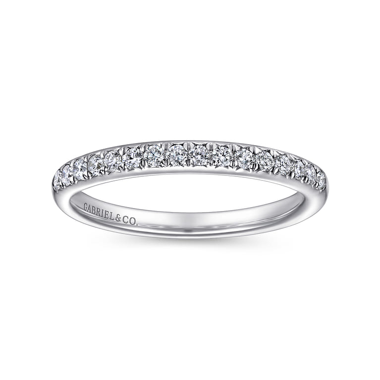 Straight Wedding Ring in 14k White Gold with Round Natural Diamond at Gabriel & Co. - Shot 4