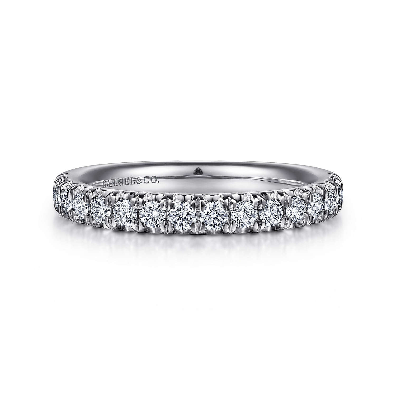 Straight Wedding Ring in 14k White Gold with Round Natural Diamond at Gabriel & Co. - Shot 1