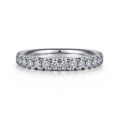 14K White Gold Round 16 Stone Diamond Wedding Band