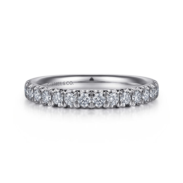 Straight Wedding Ring in 14k White Gold with Round Natural Diamond at Gabriel & Co. - Shot 1