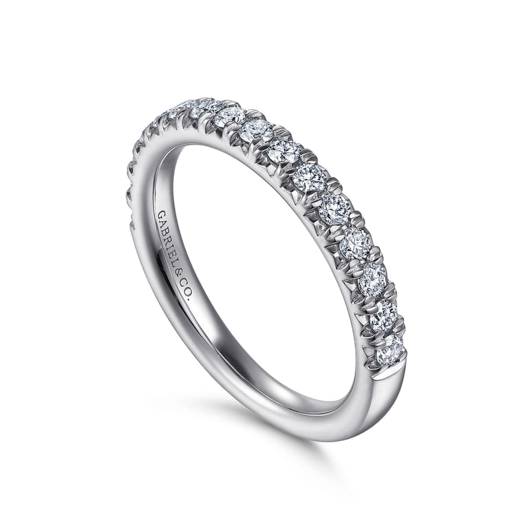 Straight Wedding Ring in 14k White Gold with Round Natural Diamond at Gabriel & Co. - Shot 3
