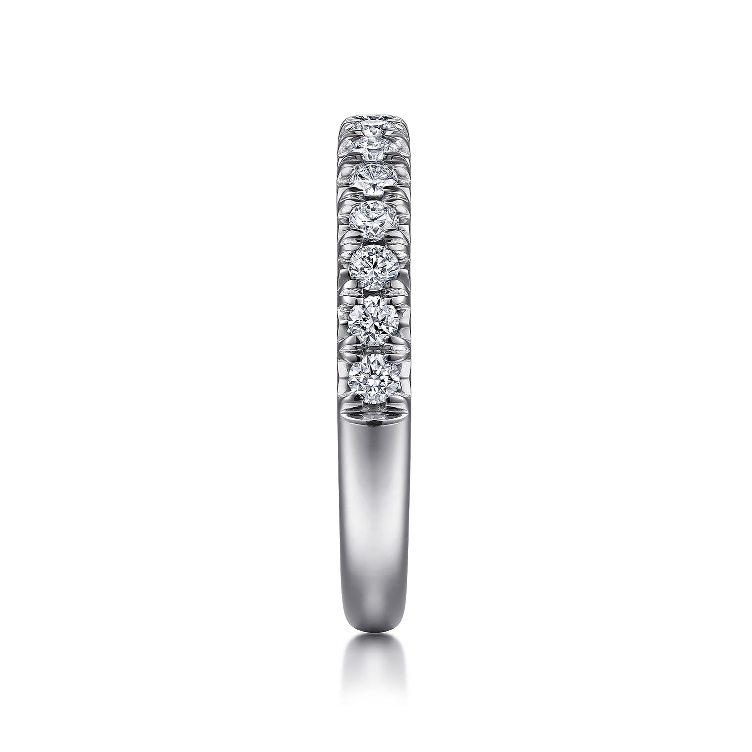 Straight Wedding Ring in 14k White Gold with Round Natural Diamond at Gabriel & Co. - Shot 4