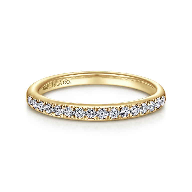 Straight Wedding Ring in 14k Yellow Gold with Round Natural Diamond at Gabriel & Co. - Shot 1