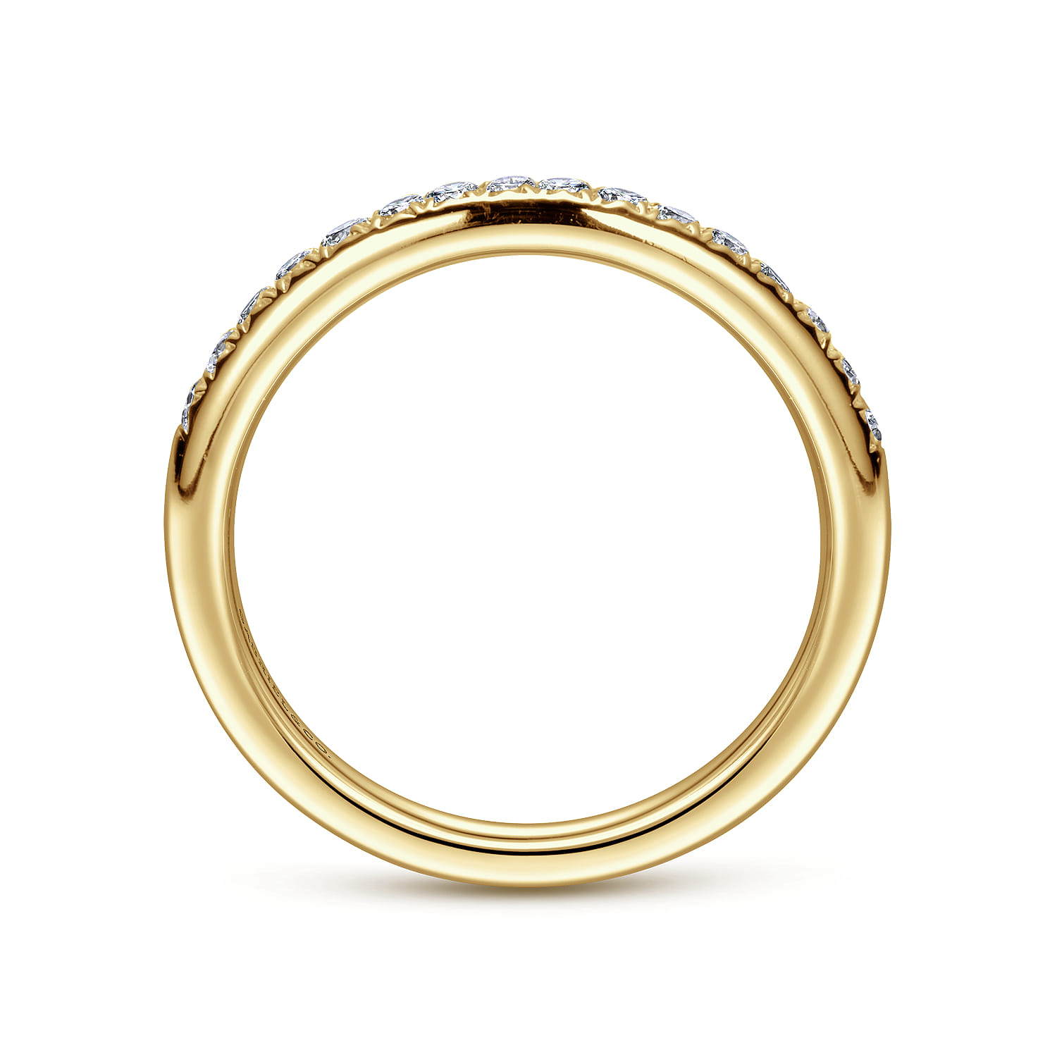 Straight Wedding Ring in 14k Yellow Gold with Round Natural Diamond at Gabriel & Co. - Shot 2