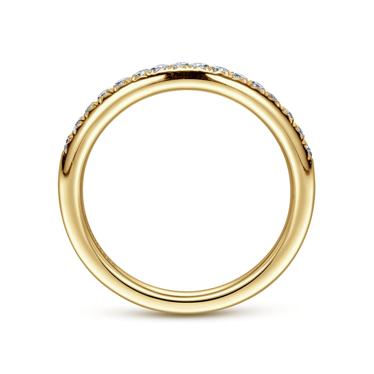 Straight Wedding Ring in 14k Yellow Gold with Round Natural Diamond at Gabriel & Co. - Shot 2