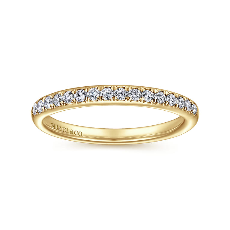 Straight Wedding Ring in 14k Yellow Gold with Round Natural Diamond at Gabriel & Co. - Shot 4