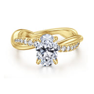 Panelope - 14K Yellow Gold Twisted Oval Diamond Engagement Ring