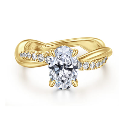 Panelope - 14K Yellow Gold Twisted Oval Diamond Engagement Ring