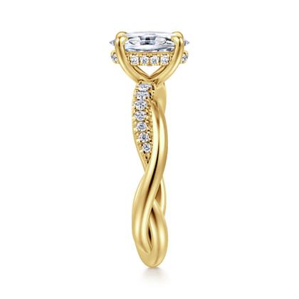 Panelope - 14K Yellow Gold Twisted Oval Diamond Engagement Ring