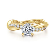 Panelope - 14K Yellow Gold Twisted Round Diamond Engagement Ring