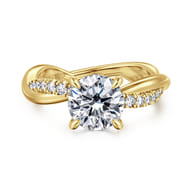 Panelope - 14K Yellow Gold Twisted Round Diamond Engagement Ring