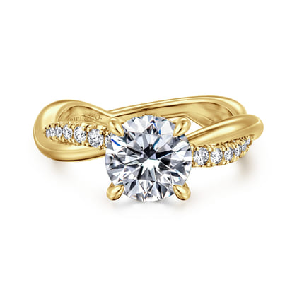 Panelope - 14K Yellow Gold Twisted Round Diamond Engagement Ring