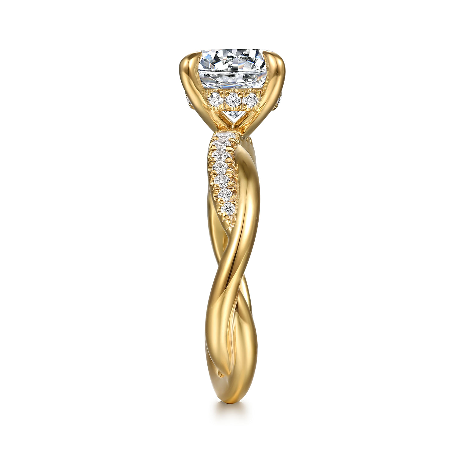 Panelope - 14K Yellow Gold Twisted Round Diamond Engagement Ring