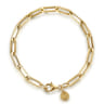 Paperclip Bracelet Chain 14K Yellow Gold 7inch