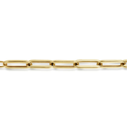 Paperclip Bracelet Chain 14K Yellow Gold 7inch