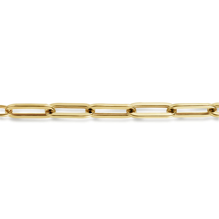 Paperclip Bracelet Chain 14K Yellow Gold 7inch - Shot 2
