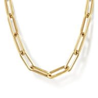 Paperclip Necklace 14K Yellow Gold Link Chain 17inch
