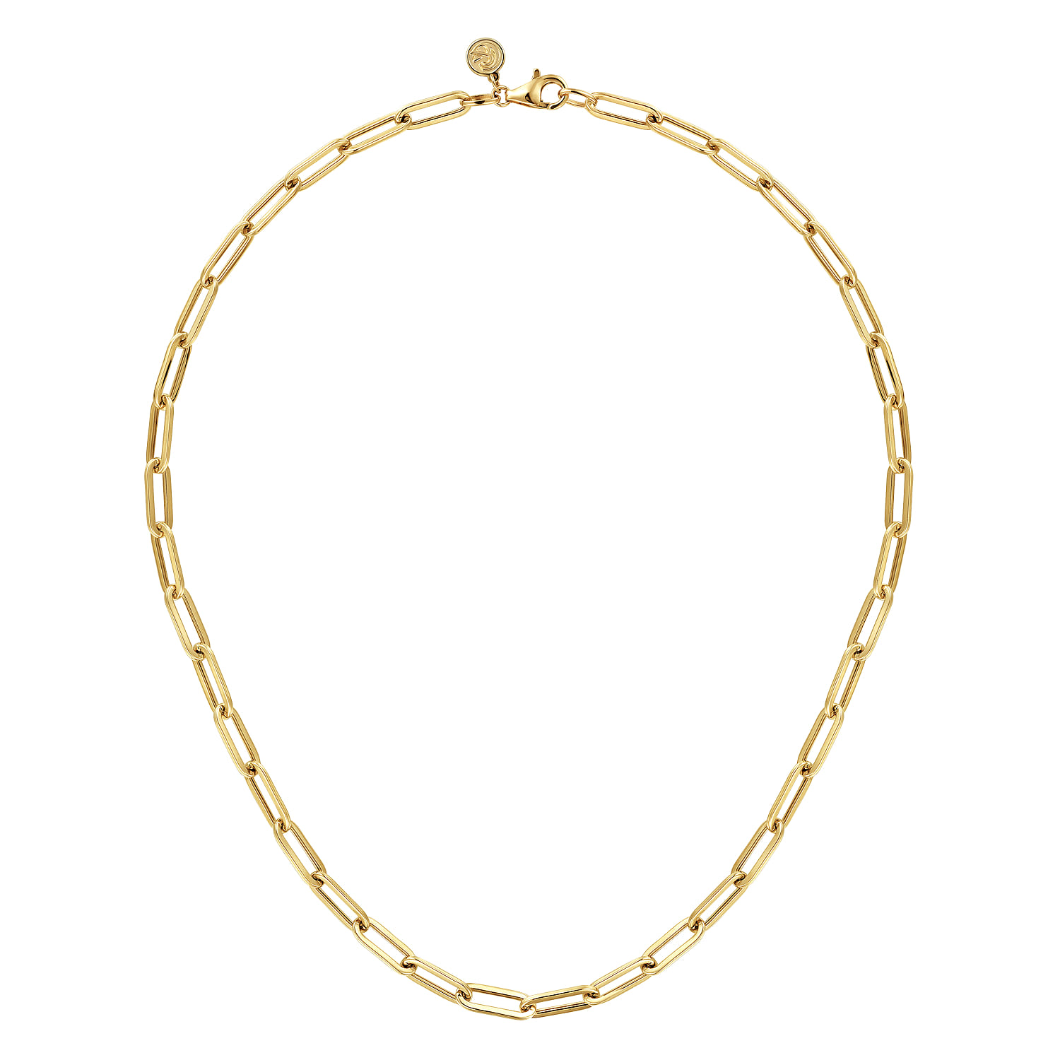 Paperclip Necklace 14K Yellow Gold Link Chain 17inch