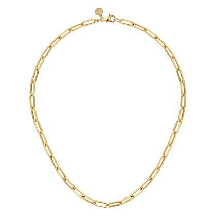 Paperclip Necklace 14K Yellow Gold Link Chain 17inch