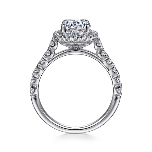 Parker - 14K White Gold Cushion Halo Round Diamond Engagement Ring - 0.73 ct - Shot 2
