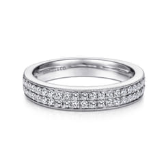 Parma - 14K White Gold Micro Pave Channel Diamond Anniversary Band with Milgrain