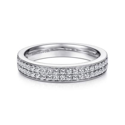 Parma - 14K White Gold Micro Pave Channel Diamond Anniversary Band with Milgrain