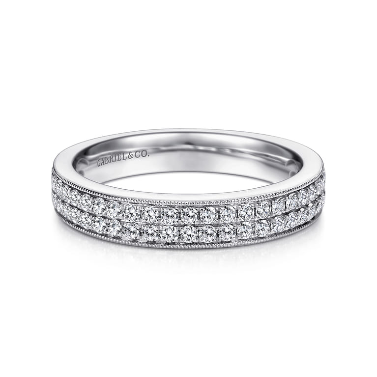 Straight Wedding Ring in 14k White Gold with Round Natural Diamond at Gabriel & Co. - Shot 1