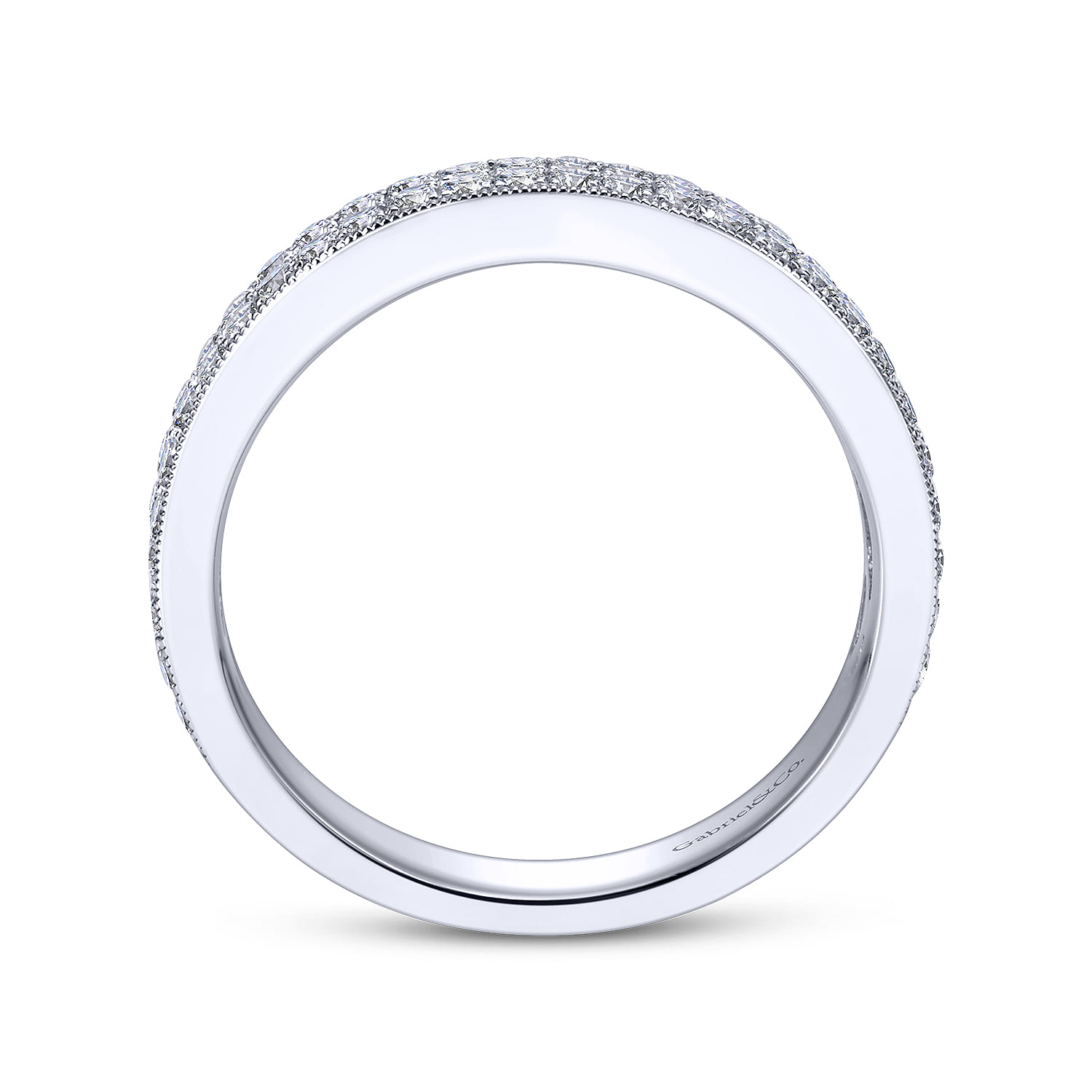 Straight Wedding Ring in 14k White Gold with Round Natural Diamond at Gabriel & Co. - Shot 2