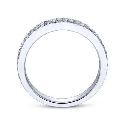 Parma - 14K White Gold Micro Pave Channel Diamond Anniversary Band with Milgrain