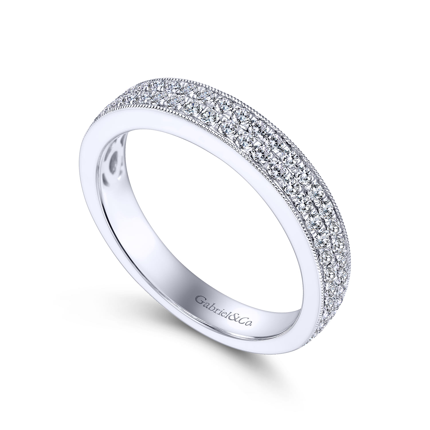 Straight Wedding Ring in 14k White Gold with Round Natural Diamond at Gabriel & Co. - Shot 3