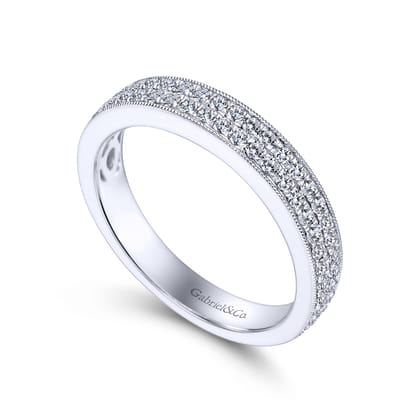Parma - 14K White Gold Micro Pave Channel Diamond Anniversary Band with Milgrain