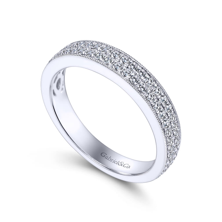 Straight Wedding Ring in 14k White Gold with Round Natural Diamond at Gabriel & Co. - Shot 3