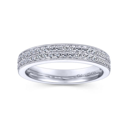 Parma - 14K White Gold Micro Pave Channel Diamond Anniversary Band with Milgrain