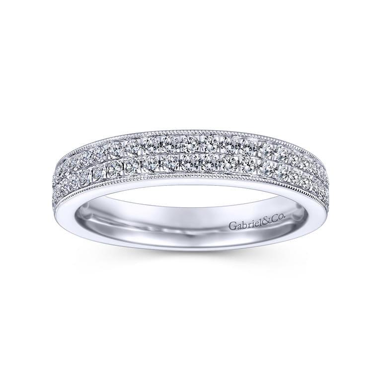 Straight Wedding Ring in 14k White Gold with Round Natural Diamond at Gabriel & Co. - Shot 4