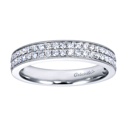 Parma - 14K White Gold Micro Pave Channel Diamond Anniversary Band with Milgrain