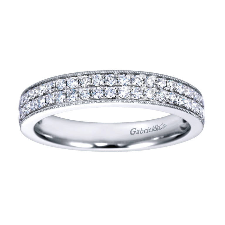 Straight Wedding Ring in 14k White Gold with Round Natural Diamond at Gabriel & Co. - Shot 5