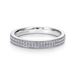 Parma - 14K White Gold Micro Pave Channel Diamond Anniversary Band with Milgrain