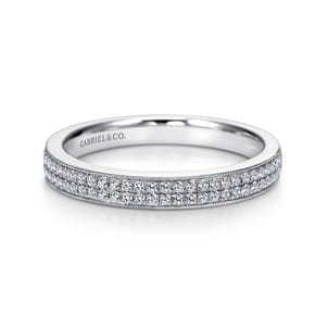 Parma - 14K White Gold Micro Pave Channel Diamond Anniversary Band with Milgrain