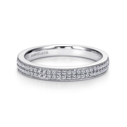 Parma - 14K White Gold Micro Pave Channel Diamond Anniversary Band with Milgrain