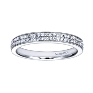 Parma - 14K White Gold Micro Pave Channel Diamond Anniversary Band with Milgrain