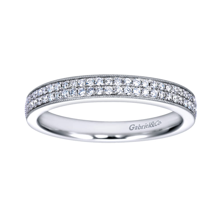 Straight Wedding Ring in 14k White Gold with Round Natural Diamond at Gabriel & Co. - Shot 4