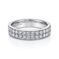 Parma - 14K White Gold Micro Pave Channel Diamond Anniversary Band with Milgrain